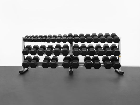 G243 Heavy-duty commercial dumbbell rack for 5-100lb rubber hex dumbbells